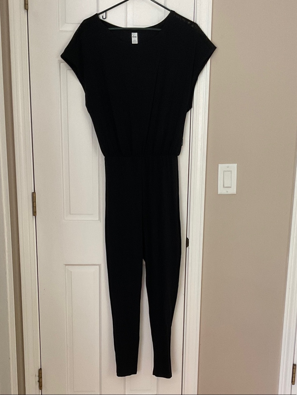 Classic Black Short-Sleeve Jumpsuit with Elastic Waistband